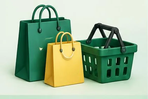 Shopping bags and basket